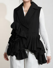 Luxury Ruffle Asymmetrical Vest