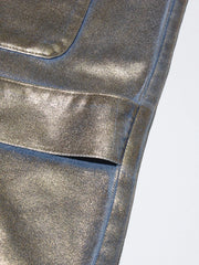 Women's Luxe Gold-Coated Denim Cargo Jeans