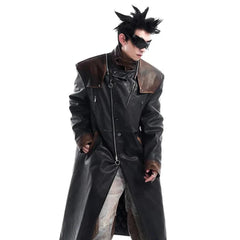 Men's Xander Faux Leather Long Trench Coat