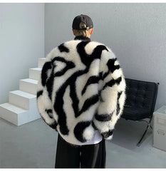 Men's Zebra Faux Fur Coat | Luxury Streetwear