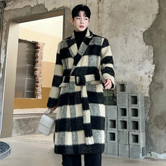 Men’s Plaid Wool Blend Trench Coat