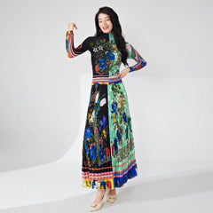 Luxury Formal Pleated Top & Skirt