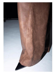 HEYFANCYSTYLE Luxury Wide Leg PU Leather Pants