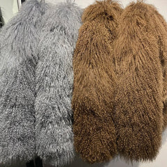 Elegant Genuine Sheep Fur Oversized Coat