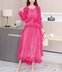 Luxury Plisse Ruffled Tiered Dress