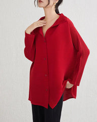 Luxury High-Collar Pleated Blouse