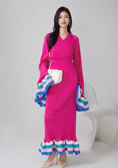 Luxury Pleats Dress & Shawl Set