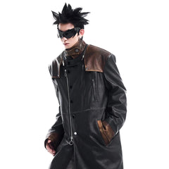 Men's Xander Faux Leather Long Trench Coat