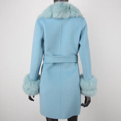 Women's Petite Cashmere & Wool Coat - Fox Fur