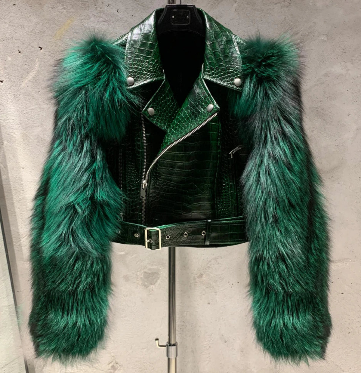 Crocodile Lamb Leather & Fox Jacket