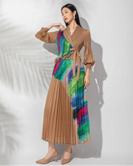 Elegant Micro-Pleated Wrap Dress