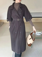 Luxury Pleated Belted Trench Coat