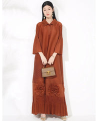 Plissé Flared Sleeve Maxi Dress