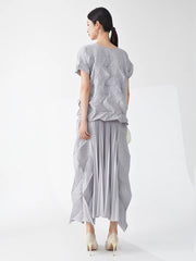 Ikebana Pleated Geometric Top and Skirt