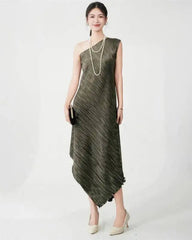 One-Shoulder Pleated Dress