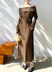 Pleated Off-Shoulder Dress