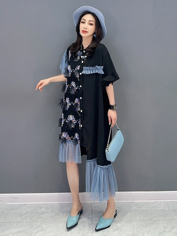 Couture Chic Asymmetric Midi Dress