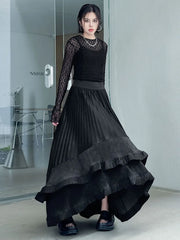 Metallic Asymmetric Pleated Skirt