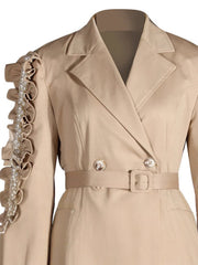 Luxe Pearl Ruffle Trench Coat