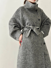 Luxury Wool-Blend Tie Belt Overcoat
