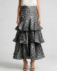 Leopard Tiered Ruffle Skirt