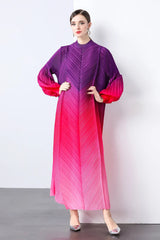 Maxi Bubble Sleeve Pleats Dress
