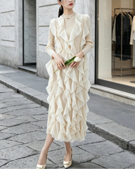 Luxury Ruffle Plissé Midi Dress