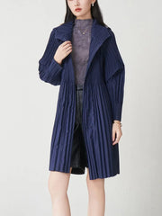 Elegant Pleated Hooded Coat
