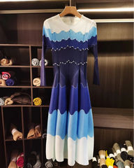 Wave Pleated Midi Dress