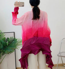 Luxury Geometric Pleated Cardigan