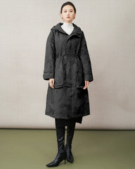 Luxury Thick Pleats Quilted Coat