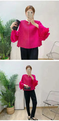 Luxury Pleated Ruffle Cuff Blouse