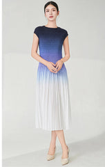 Designer Ombre Pleated Midi Dress