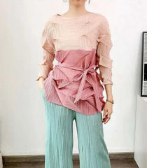 Luxury Pleated Geometric Top
