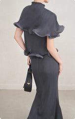 Sculptural Ruffle Plisse Skirt Set