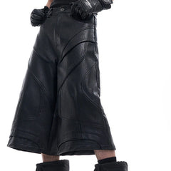 Men's Textured Faux Leather Long Shorts