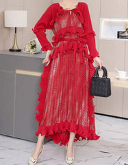 Luxury Plisse Ruffled Tiered Dress