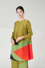 Modern Pleat Geometric Trouser Set
