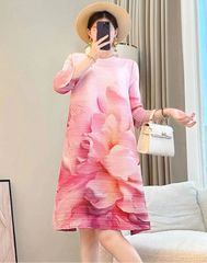 Luxury Pleats Floral Tunic Top