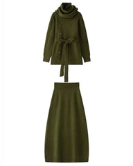 Luxury Knit Draped-Neck Set