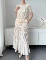 Bubble Plissé Top & Midi Skirt Set