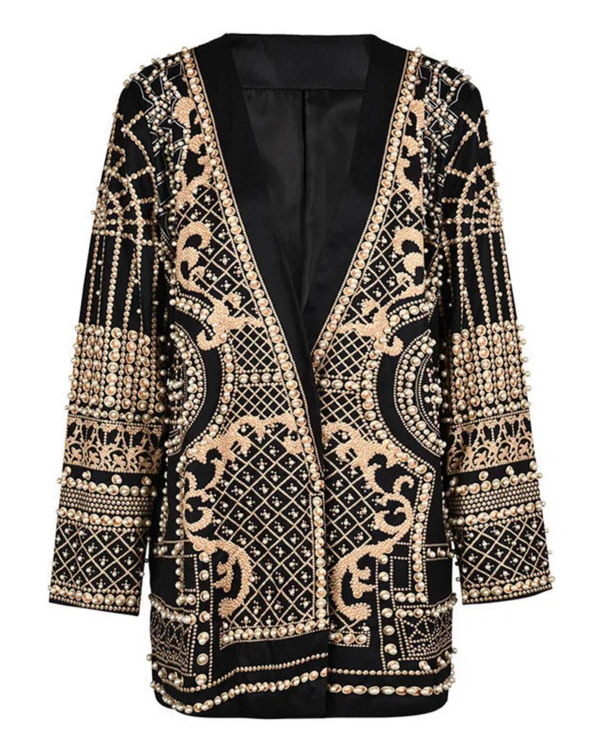 Luxe Pearl-Embellished Blazer