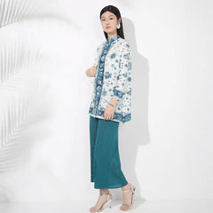 Pleated Top & Wide-Leg Pant Set