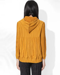 Luxury Pleated Hooded Jacket