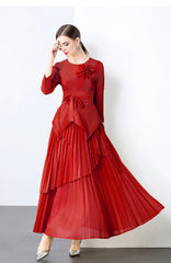 Elegant Plisse Blouse & Skirt Set