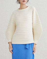 Thick Pleats Balloon-Sleeve Top