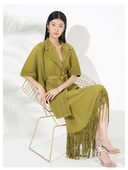 Truly Pleated Couture Long Skirt Suit Set