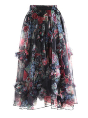 Floral Appliqué Pull-On Skirt