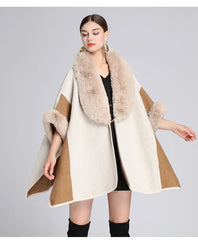 Women's Plush Faux Fur Woolen Cloak Coat