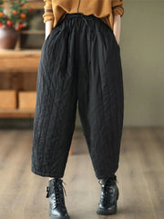 HEYFANCYSTYLE Vintage Wide Leg Warm Padded Trousers